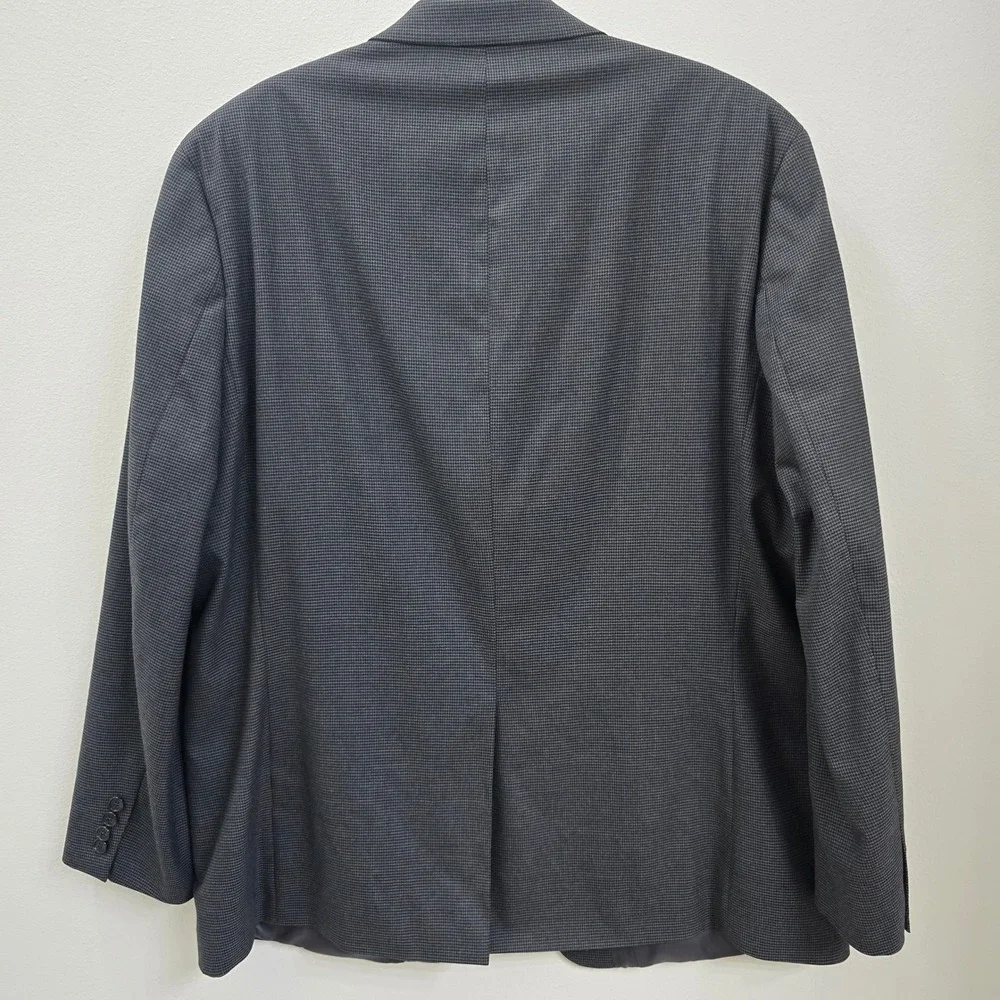 Lauren Ralph Lauren Mens Grey Micro Check 2 Button Sport Coat Blazer 48L 48 Long